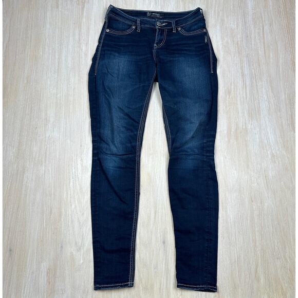 Silver Suki High Super Skinny Denim Dark Wash Low Rise Denim Casual Jeans 26X31 - Picture 1 of 16